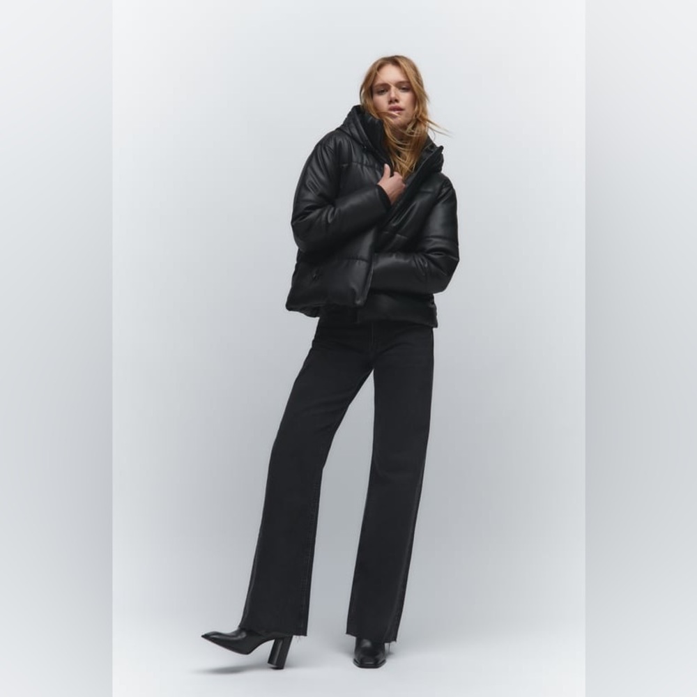 ZARA FAUX LEATHER PADDED JACKET